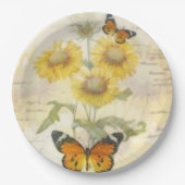 Sonnenblumen und Schmetterling Pappteller (Vorderseite)