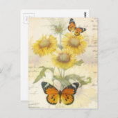 Sonnenblumen und Schmetterling Postkarte (Vorne/Hinten)