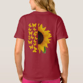 Sonnenblumen und Schmetterling Print T-Shirt (Rückseite)