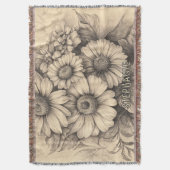Sonnenblumen und Schmetterling - Rustikales Papier Decke (Vorderseite Vertikal)