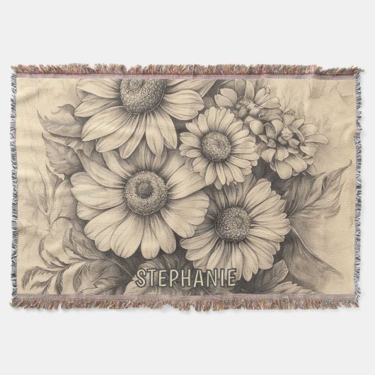 Sonnenblumen und Schmetterling - Rustikales Papier Decke (Vorderseite)