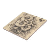 Sonnenblumen und Schmetterling - Rustikales Papier Fliese (Seite)