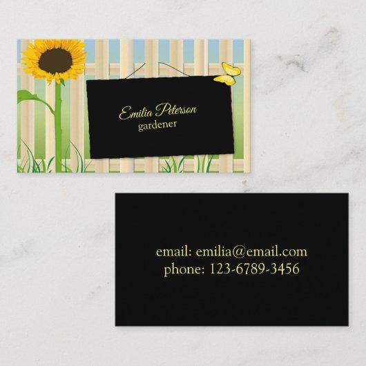 Sonnenblumen und Schmetterling Visitenkarte (Vorne/Hinten)