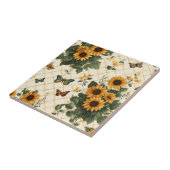 Sonnenblumen und Schmetterlinge auf hellem Gelb Fliese (Seite)