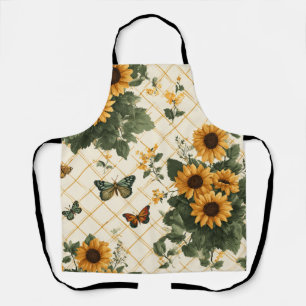 Sonnenblumen und Schmetterlinge auf hellem Gelb Schürze