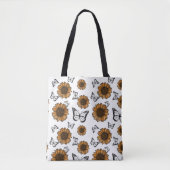 Sonnenblumen- und Schmetterlinge-Boho-Muster  Tasche (Vorderseite)