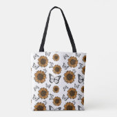 Sonnenblumen- und Schmetterlinge-Boho-Muster  Tasche (Rückseite)