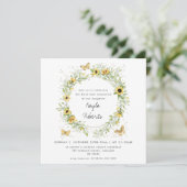 Sonnenblumen und Schmetterlinge Erste Heilige Komm Einladung (Stehend Vorderseite)