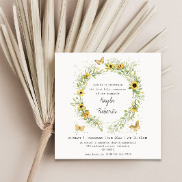 Sonnenblumen und Schmetterlinge Erste Heilige Komm Einladung