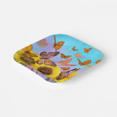 Sonnenblumen und Schmetterlinge farbenfroh-gelb-br Pappteller (Gewinkelt)