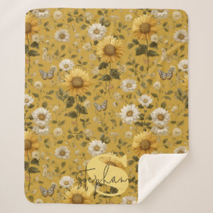 Sonnenblumen und Schmetterlinge im gelben Hintergr Sherpadecke