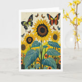 Sonnenblumen und Schmetterlinge Karte (Gelbe Blume)