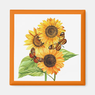 Sonnenblumen und Schmetterlinge Magnet