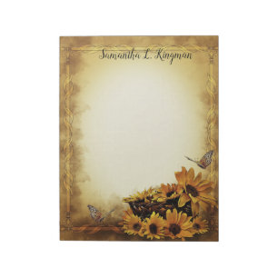 Sonnenblumen und Schmetterlinge Notepad Notizblock