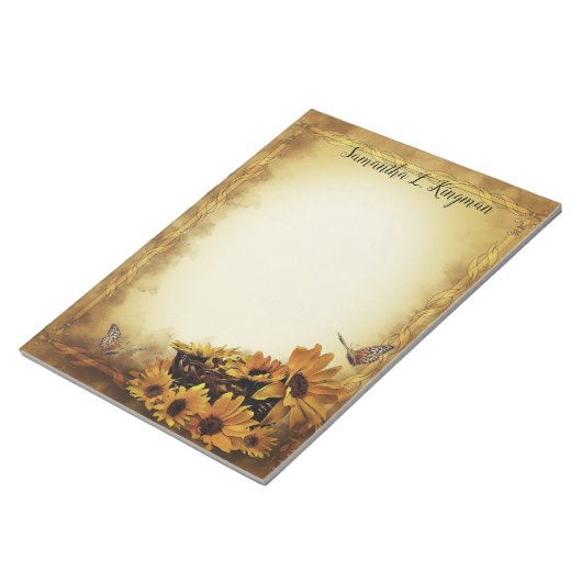 Sonnenblumen und Schmetterlinge Notepad Notizblock (angewinkelt)