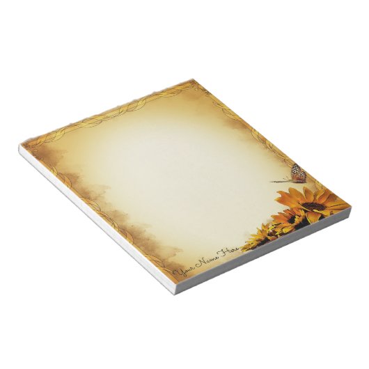 Sonnenblumen und Schmetterlinge Notepad Notizblock (angewinkelt)