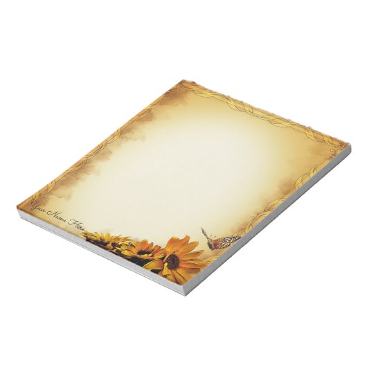 Sonnenblumen und Schmetterlinge Notepad Notizblock (Rotiert)