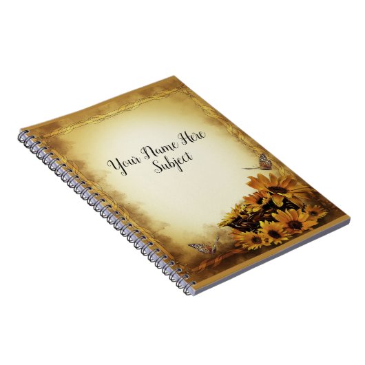 Sonnenblumen und Schmetterlinge Notizblock (Rechte Seite)