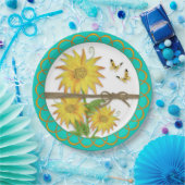 Sonnenblumen und Schmetterlinge Scallope Grenze Pappteller (Party)