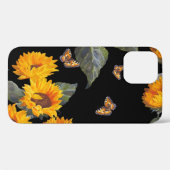 Sonnenblumen und Schmetterlinge: Schwarzer Untergr Case-Mate iPhone Hülle (Rückseite (Horizontal))