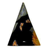 Sonnenblumen und Schmetterlinge: Schwarzer Untergr Partyhütchen (Rechts)