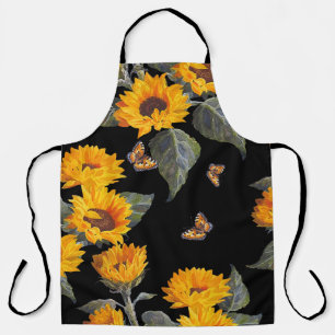 Sonnenblumen und Schmetterlinge: Schwarzer Untergr Schürze