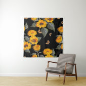 Sonnenblumen und Schmetterlinge: Schwarzer Untergr Wandteppich (Beispiel)