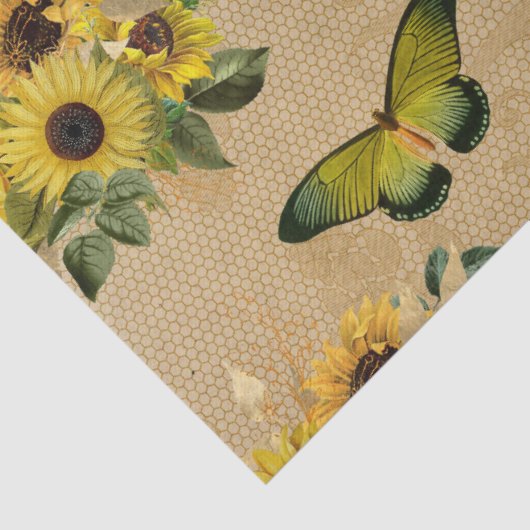 Sonnenblumen und Schmetterlinge Seidenpapier (Detail)