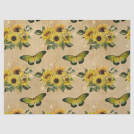 Sonnenblumen und Schmetterlinge Seidenpapier