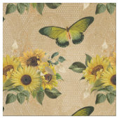 Sonnenblumen und Schmetterlinge Stoff (Nahaufnahme)