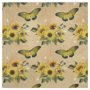 Sonnenblumen und Schmetterlinge Stoff