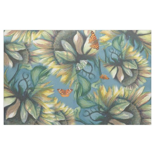Sonnenblumen und Schmetterlinge Stoff (Yard (91,4 cm))