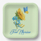 Sonnenblumen und Schmetterlinge Ukraine Unterstütz Pappteller (Vorderseite)