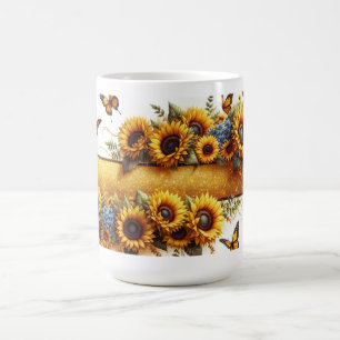 Sonnenblumen- und Schmetterlings-Tassen-Wrap Verwandlungstasse