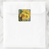 Sonnenblumen und Schmetterlingskleber Quadratischer Aufkleber (Tasche)