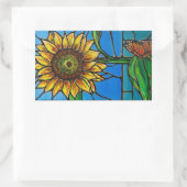 Sonnenblumen und Schmetterlingskunst - Buntglassti Rechteckiger Aufkleber (Tasche)