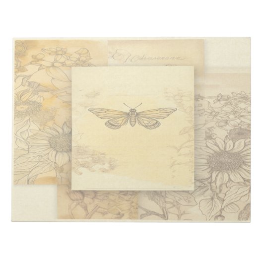 Sonnenblumen und Schmetterlingspferde - Kunstsamml Notizblock (Vorderseite)