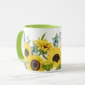 Sonnenblumen und Schrift Tasse (Vorderseite Links)