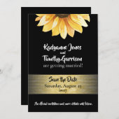 Sonnenblumen und Schwarz Save the Date Einladung H (Vorne/Hinten)