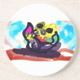 Sonnenblumen und Schwarze Katze Getränkeuntersetzer