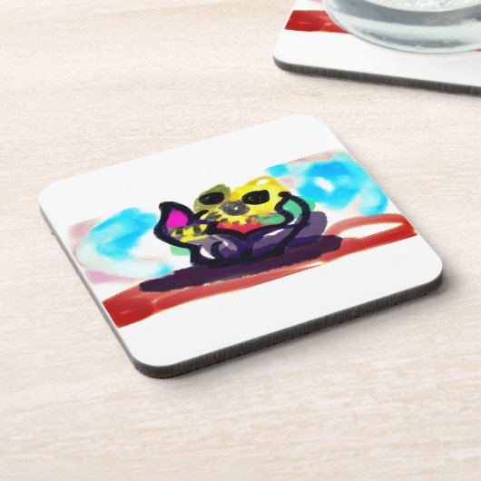 Sonnenblumen und Schwarze Katze Getränkeuntersetzer (Linke Seite)