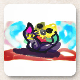 Sonnenblumen und Schwarze Katze Getränkeuntersetzer