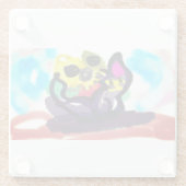 Sonnenblumen und Schwarze Katze Glasuntersetzer (Rückseite)