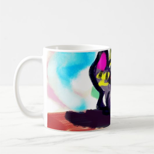 Sonnenblumen und Schwarze Katze Kaffeetasse (Links)