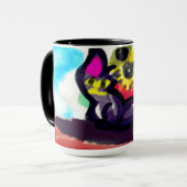 Sonnenblumen und Schwarze Katze Tasse (Vorderseite Links)