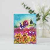 SONNENBLUMEN UND SCHWARZE ROOSTER-Blume Einladungspostkarte (Stehend Vorderseite)