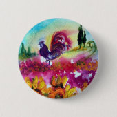SONNENBLUMEN UND SCHWARZE ROOSTER BUTTON (Vorderseite)