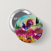 SONNENBLUMEN UND SCHWARZE ROOSTER BUTTON (Vorne & Hinten)