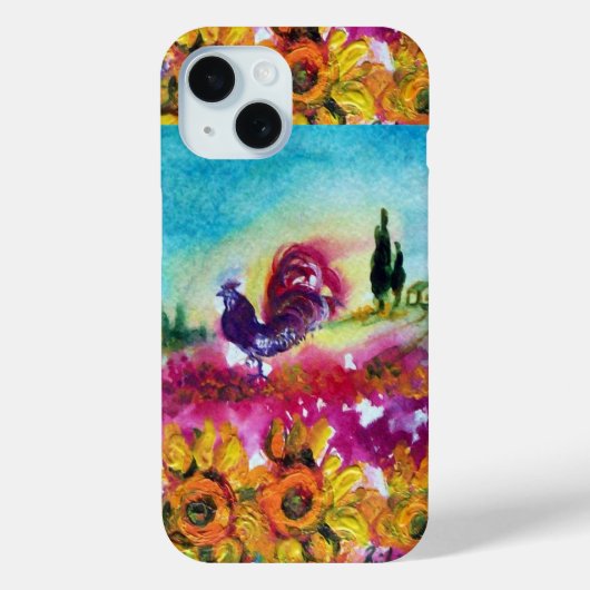 SONNENBLUMEN UND SCHWARZE ROOSTER Case-Mate iPhone HÜLLE (Rückseite)