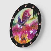 SONNENBLUMEN UND SCHWARZE ROOSTER GROßE WANDUHR (Winkel)